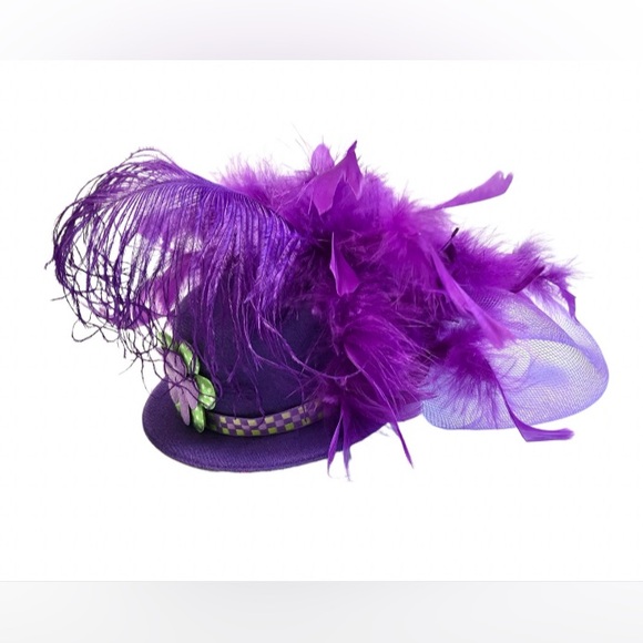 Purple Fascinator Hat Halloween Cosplay Mini Top Hat Hair Accessory - Picture 4 of 6